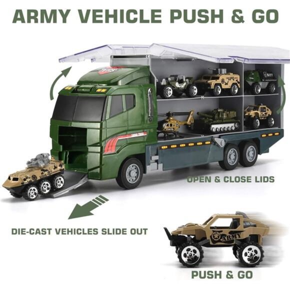26 Pcs Military Truck with Soldier Men Set(2 in 1), Mini Die-cast Battle Car - Picture 5 of 8